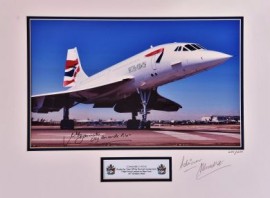 Concorde Ready for take off Heathrow 18x12 Signed Photograph Mounted