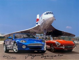  Best of British Concorde with E Type & Aston Martin DB7 ..16x12 Signed by Mike Bannister and Photographer Adrian Meredith 