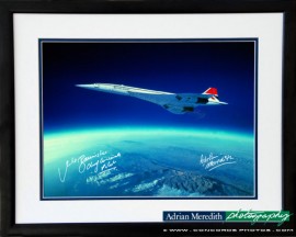 Concorde Soars Over Earth Curvature 1988 - Framed and Signed 16x12