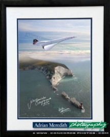 Concorde G-BOAG Flying over the Needles Isle of Wight England 1986 - Framed and Signed 16x12