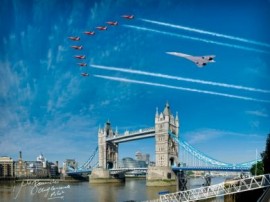 Signed Concorde and Red Arrows over Tower Bridge - 16x12