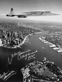 Concorde over Manhattan Showing the Twin Towers..Black & White Signed 16x12