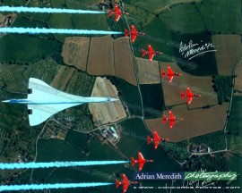 Concorde and The Red Arrows over the British Isles - Signed 16x12