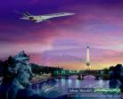 Air France Concorde over Paris France 1985 - Signed 16x12